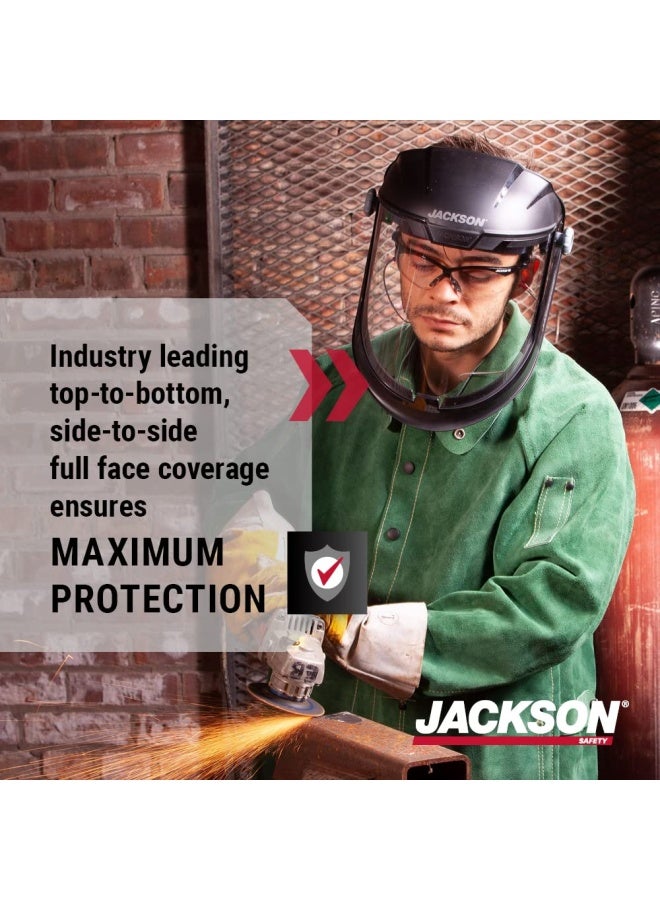 Jackson Safety درع وجه جاكسون سيفتي خفيف الوزن ماكسفيو بريميوم مع رأس قابل للتعديل لون شفاف غير مطلي أسود 14200 قم بإزالة الفيلم الواقي قبل الاستخدام - Image 2