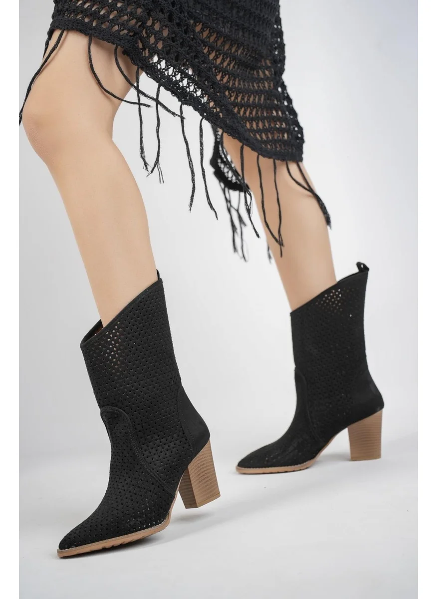 موغو Indiana Women's Laser Cut Stylish Style and Comfortable Cowboy Summer Boots