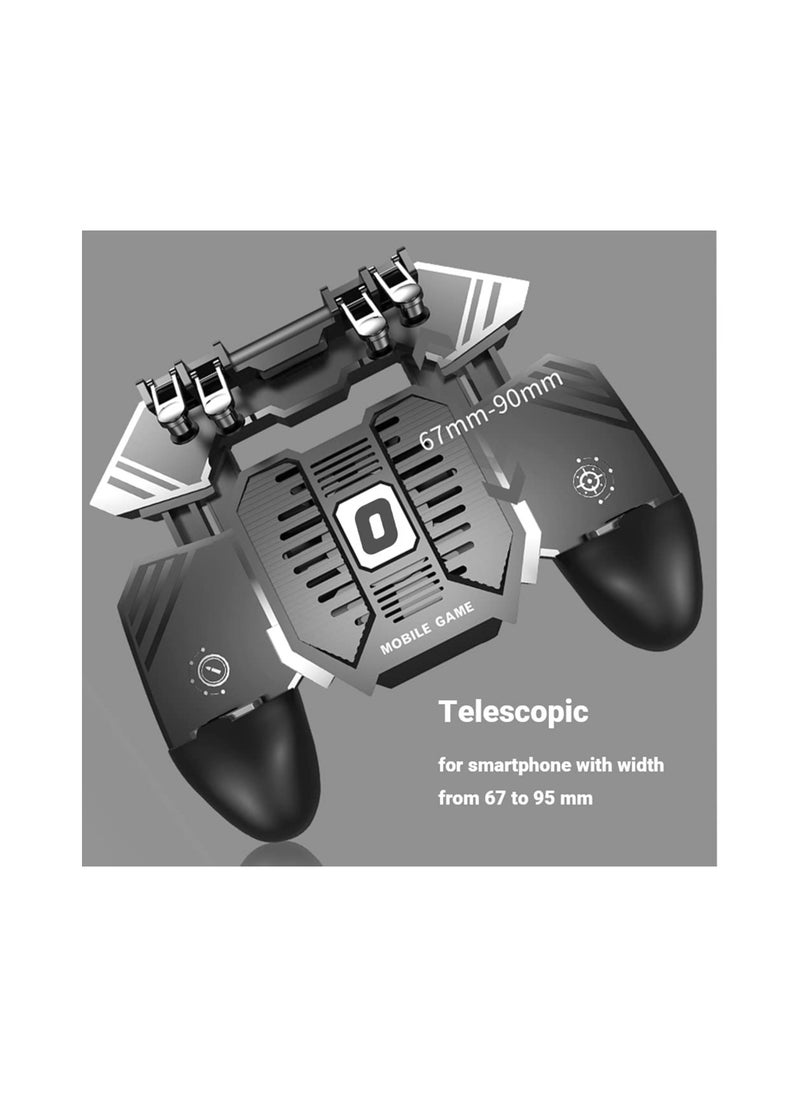 SYOSI - Mobile Game Controller, with Phone Cooling Fan 1200mAh Phone Gaming Grip, Universal Phone Triggers, Gamepad Joystick 4 Triggers L1R1 for Smartphone Android iOS Width from 67 to 90 MM(1 Pack) - Image 1