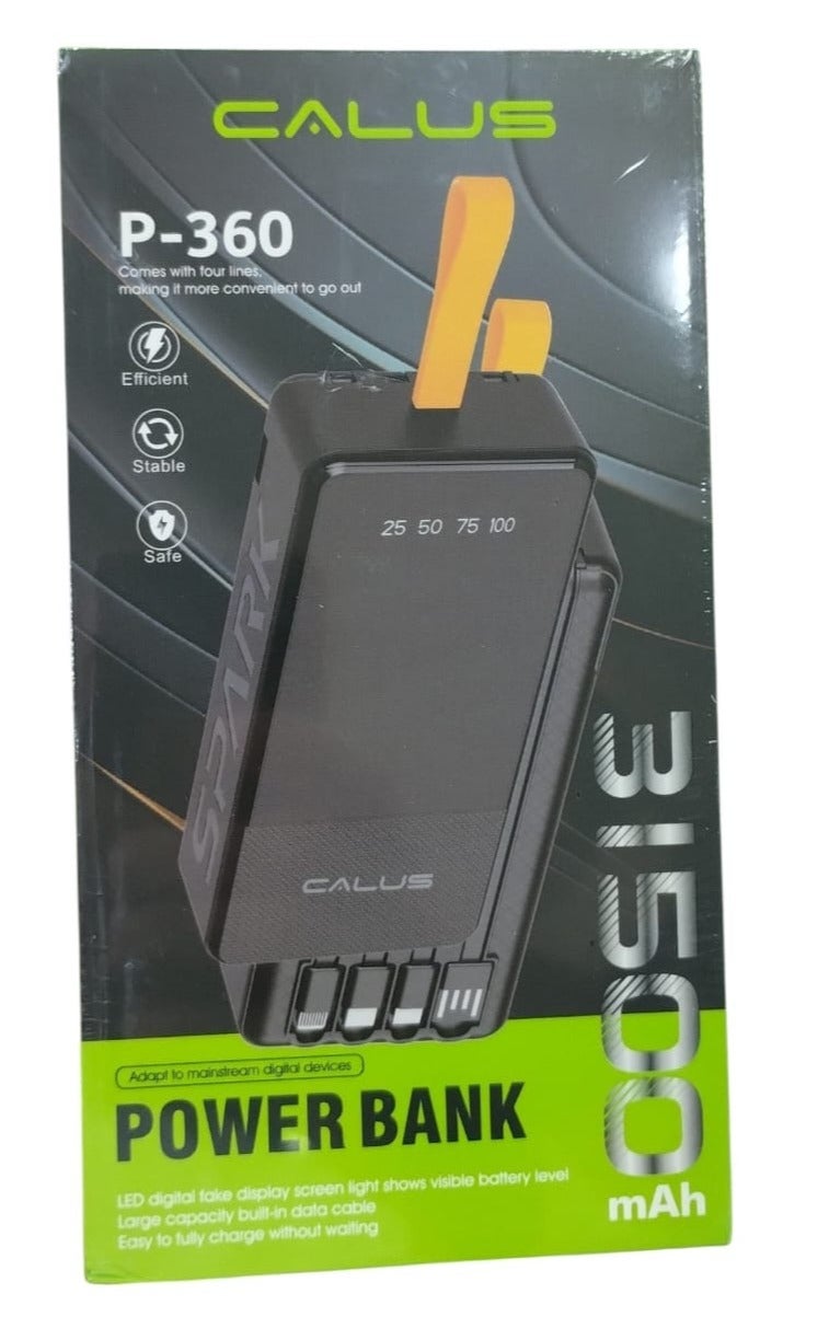 CALUS 31500mAh Power Bank with 22.5W Charging Power, 4 Built-in Cables and Digital Display and Hanging Lanyard - Image 3