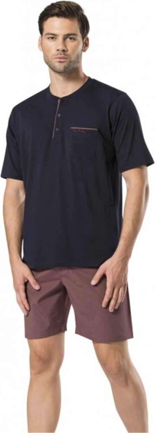 pierre cardin 5560 Men's Dowery Five Frock Pajamas Set - Claret Red  - Image 3