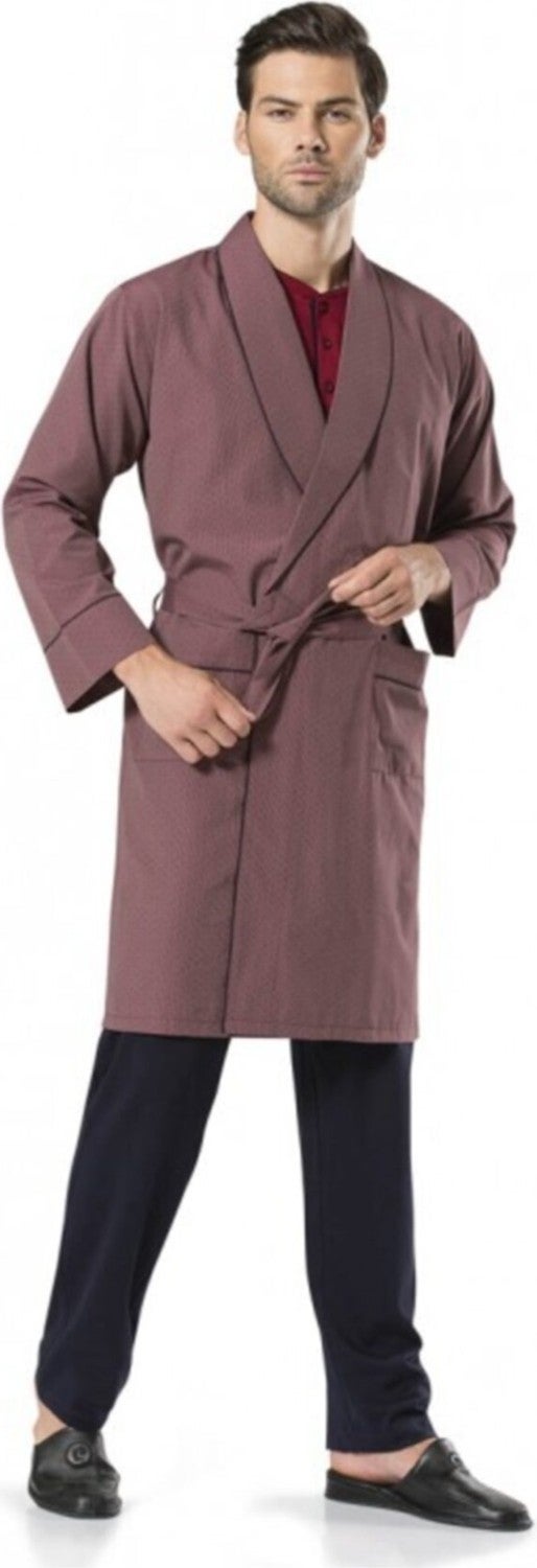 pierre cardin 5560 Men's Dowery Five Frock Pajamas Set - Claret Red  - Image 1