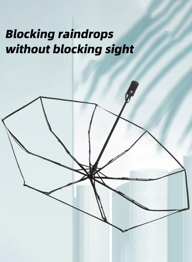 Joychic Automatic Open and Close Transparent Travel Dome Umbrella for Women Girls Kids Rainy Windy Weather Black - Image 4