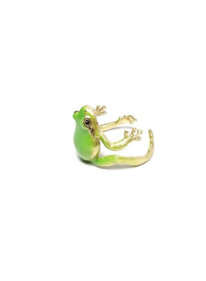 Decixde Tree Frog Ring Adjustable Tree Frog Ring Creative Frog Ring Open Frog Shaped Delicate Frog Ring Vintage Punk Animal Jewelry Gift (Green) - Image 1