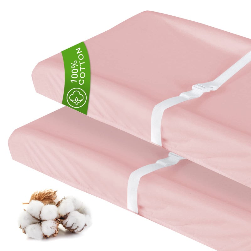 Changing Pad Cover Cotton Pink for Girl 2 Pack Changing Table Pad Cover Cradle Sheet Soft and Breathable 16 x 32 for Standard Baby Changing Pads Pink Changing Pad Cover