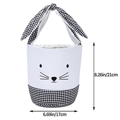 XinblueCo Easter Bunny Basket Egg Bags for Kids,Canvas Cotton Personalized Candy Egg Basket Rabbit Print Buckets with Fluffy Tail Gifts Bags for Easter…… - Image 5