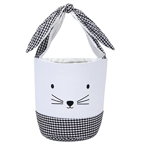 XinblueCo Easter Bunny Basket Egg Bags for Kids,Canvas Cotton Personalized Candy Egg Basket Rabbit Print Buckets with Fluffy Tail Gifts Bags for Easter…… - Image 1