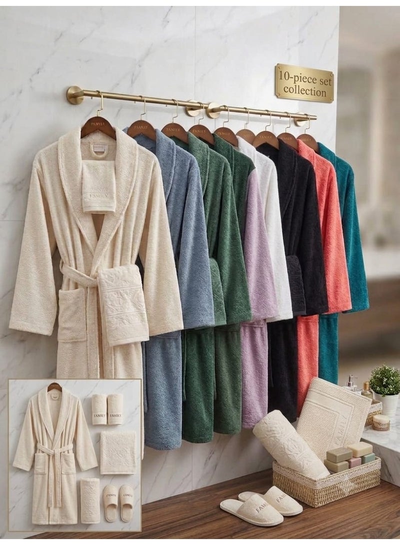 Modern 10-piece Turkish cotton bathrobe set: A luxurious experience of comfort and elegance in high-quality cotton.  Material: High-quality cotton - Image 3