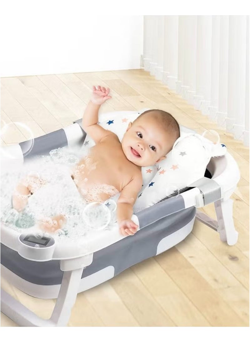 شي ون حوض استحمام للأطفال قابل للطي مع حصيرة ومقياس حرارة مستشعر لدرجة الحرارة للأطفال حديثي الولادة والأطفال الصغار - Image 5