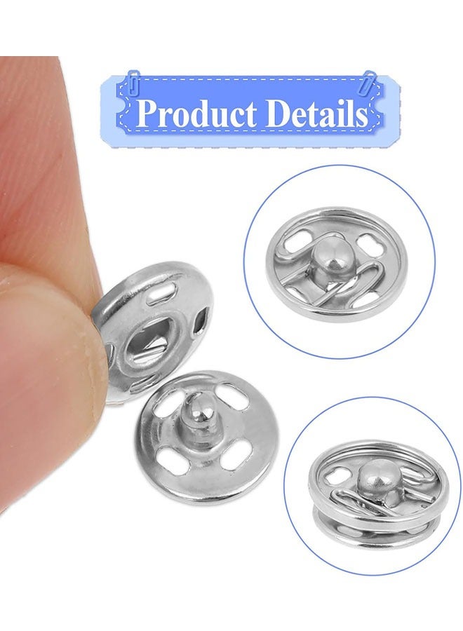 Metal Sewing Snaps, 100 Sets Sew-on Snap Buttons 10 mm, Black and Silver, Metal Snaps Fasteners Press Studs Buttons for Sewing  - Image 4