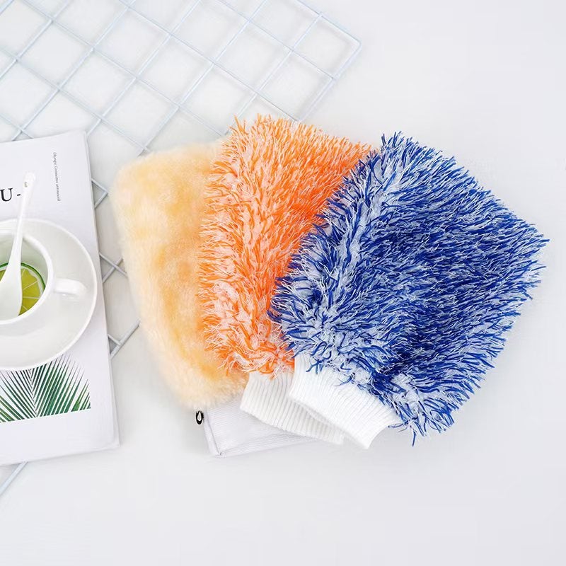 Double-Sided Color Magic Velvet Fiber Car Wash Gloves Strong Water Absorption Is Not Easy To Shed Hair Car Cleaning Gloves - Image 1