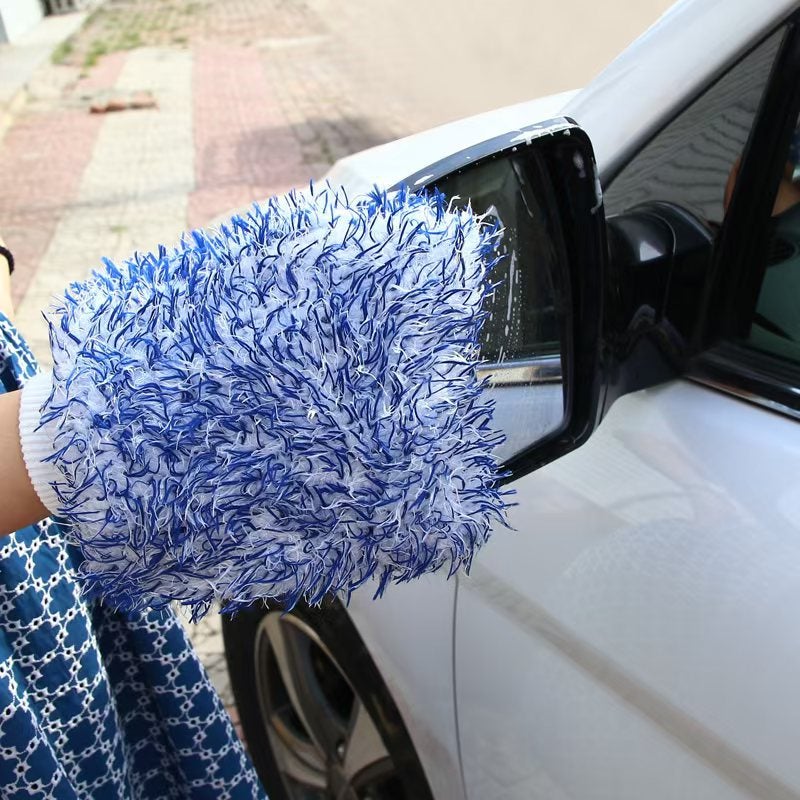 Double-Sided Color Magic Velvet Fiber Car Wash Gloves Strong Water Absorption Is Not Easy To Shed Hair Car Cleaning Gloves - Image 2