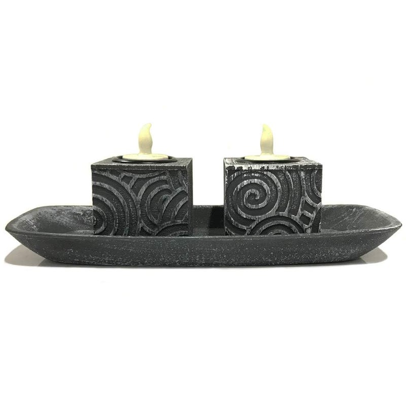 Storia STORIA Tealight Candle Holders with Wooden Tray - Decorations Items for Home Decor Living Room Bedroom Office Dining Table - Gifts Item Candle Stand Ideal for Tealights, Diwali, and Special Occasions  - Image 3