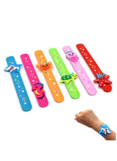 6 pack Marine Life Slap Bracelets Party Favors for Kids Goodie Bag Stuffers for Boys Girls Marine Life Theme Party Supplies Carnival Prizes Suit Classroom Exchanging Gifts