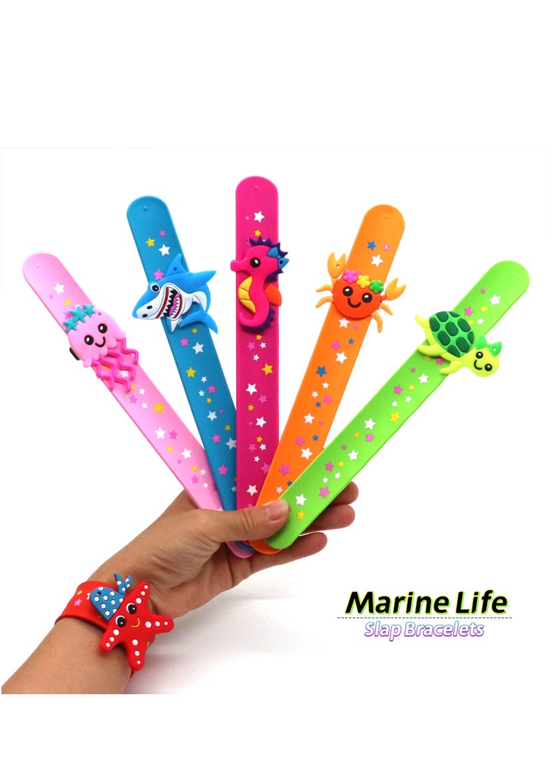 SYOSI - 6 pack Marine Life Slap Bracelets Party Favors for Kids Goodie Bag Stuffers for Boys Girls Marine Life Theme Party Supplies Carnival Prizes Suit Classroom Exchanging Gifts - Image 1