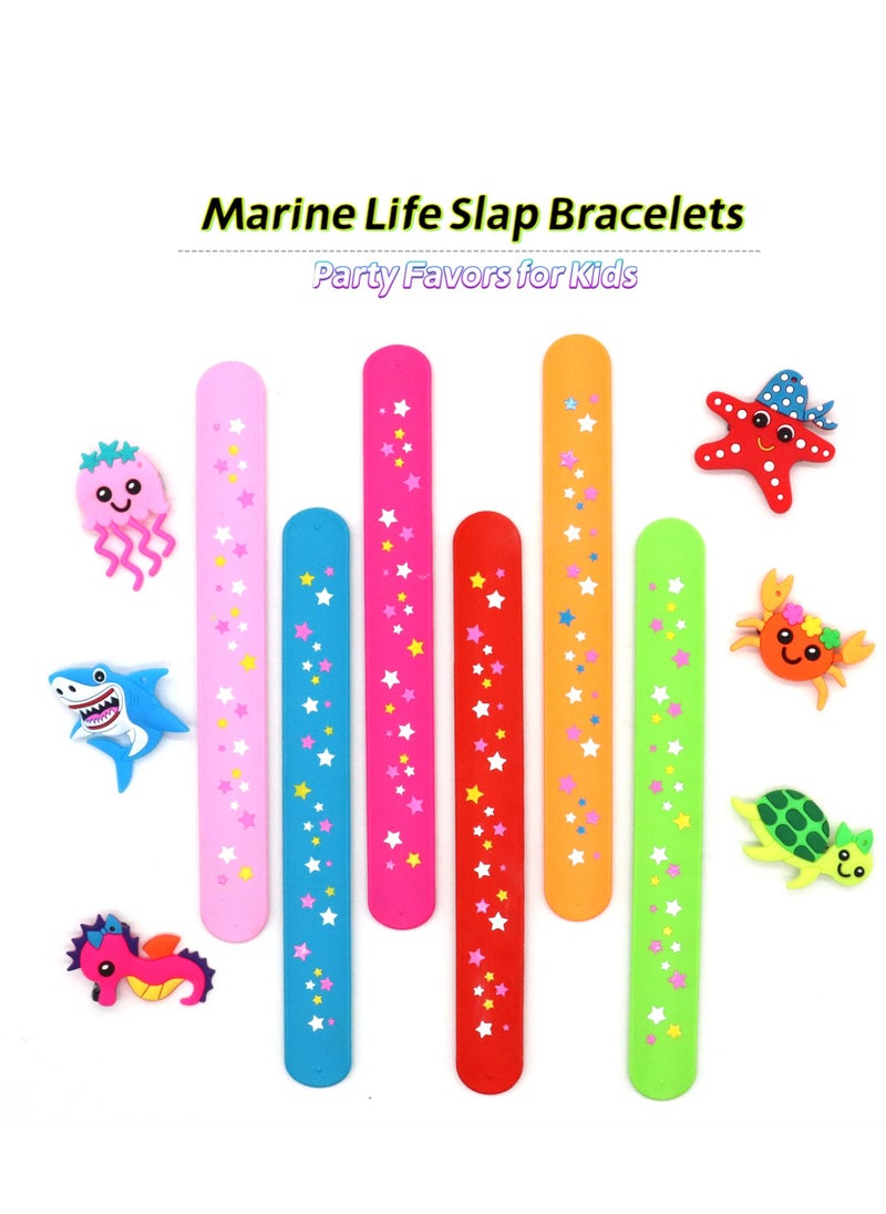 SYOSI - 6 pack Marine Life Slap Bracelets Party Favors for Kids Goodie Bag Stuffers for Boys Girls Marine Life Theme Party Supplies Carnival Prizes Suit Classroom Exchanging Gifts - Image 1
