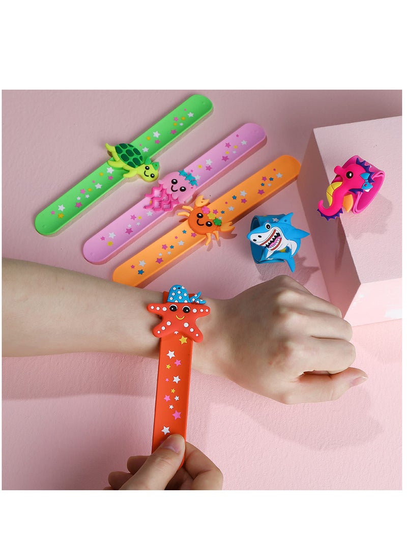 SYOSI - 6 pack Marine Life Slap Bracelets Party Favors for Kids Goodie Bag Stuffers for Boys Girls Marine Life Theme Party Supplies Carnival Prizes Suit Classroom Exchanging Gifts - Image 1