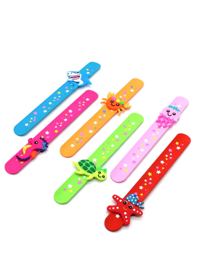 SYOSI - 6 pack Marine Life Slap Bracelets Party Favors for Kids Goodie Bag Stuffers for Boys Girls Marine Life Theme Party Supplies Carnival Prizes Suit Classroom Exchanging Gifts - Image 1