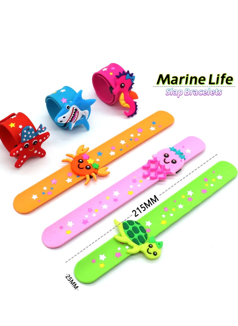 SYOSI - 6 pack Marine Life Slap Bracelets Party Favors for Kids Goodie Bag Stuffers for Boys Girls Marine Life Theme Party Supplies Carnival Prizes Suit Classroom Exchanging Gifts - Image 1