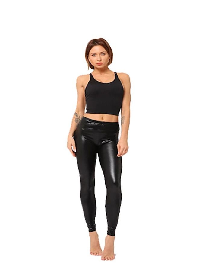 Ghils - Women's High Waist Stretch Leather Leggings - Image 1