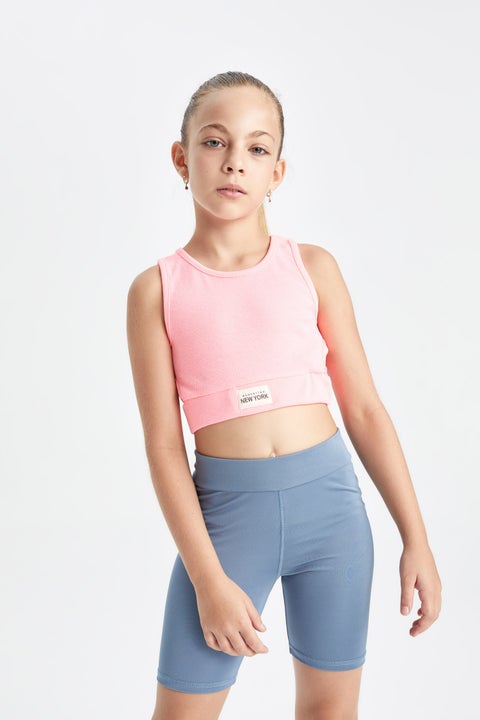 Pink Girl Girl Crew Neck Crop Top Casual