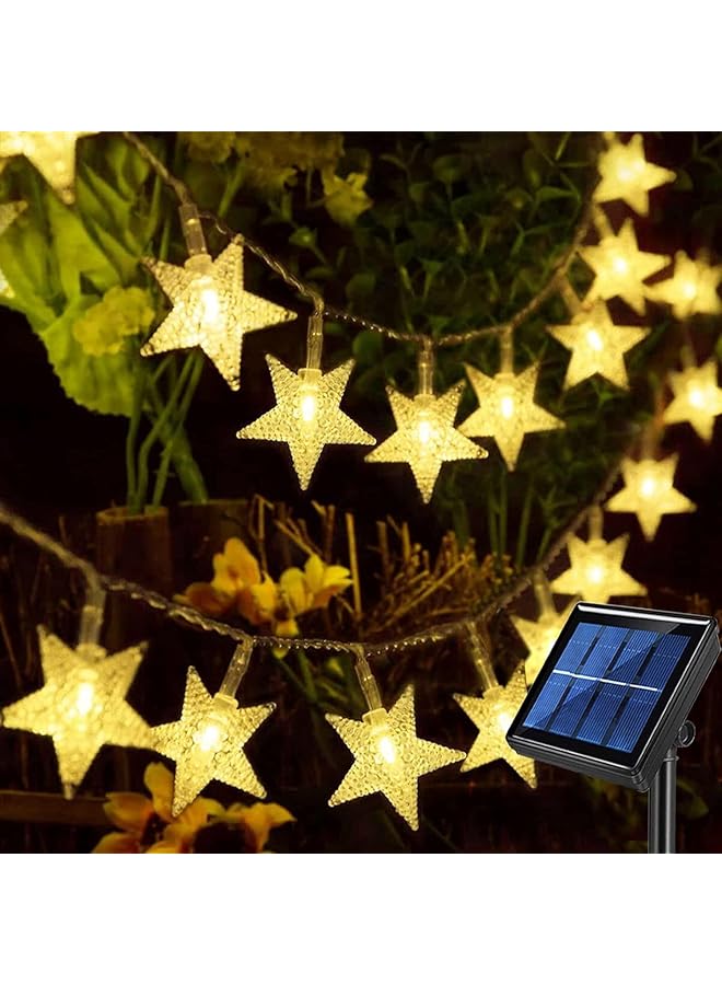 The Bros Solar String Lights Outdoor, Solar Powered Star String Lights, 40ft 100LED 8 Modes Waterproof Christmas String Lights for Gardens Patio Landscape Xmas Tree Decorations(Warm White)  - Image 1
