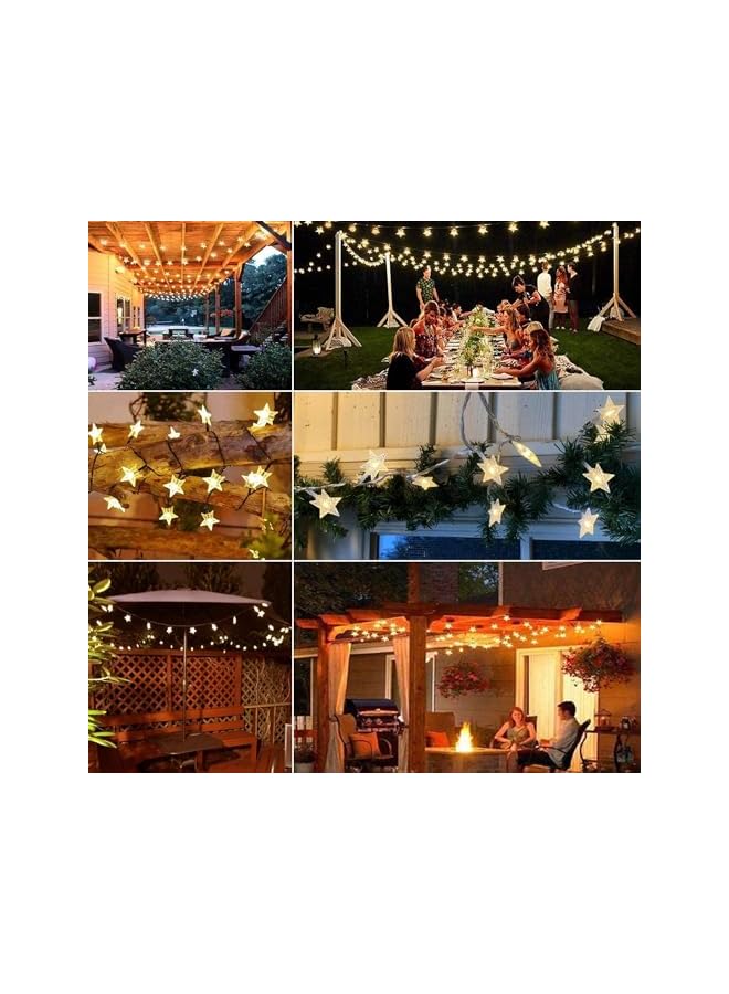 The Bros Solar String Lights Outdoor, Solar Powered Star String Lights, 40ft 100LED 8 Modes Waterproof Christmas String Lights for Gardens Patio Landscape Xmas Tree Decorations(Warm White)  - Image 4