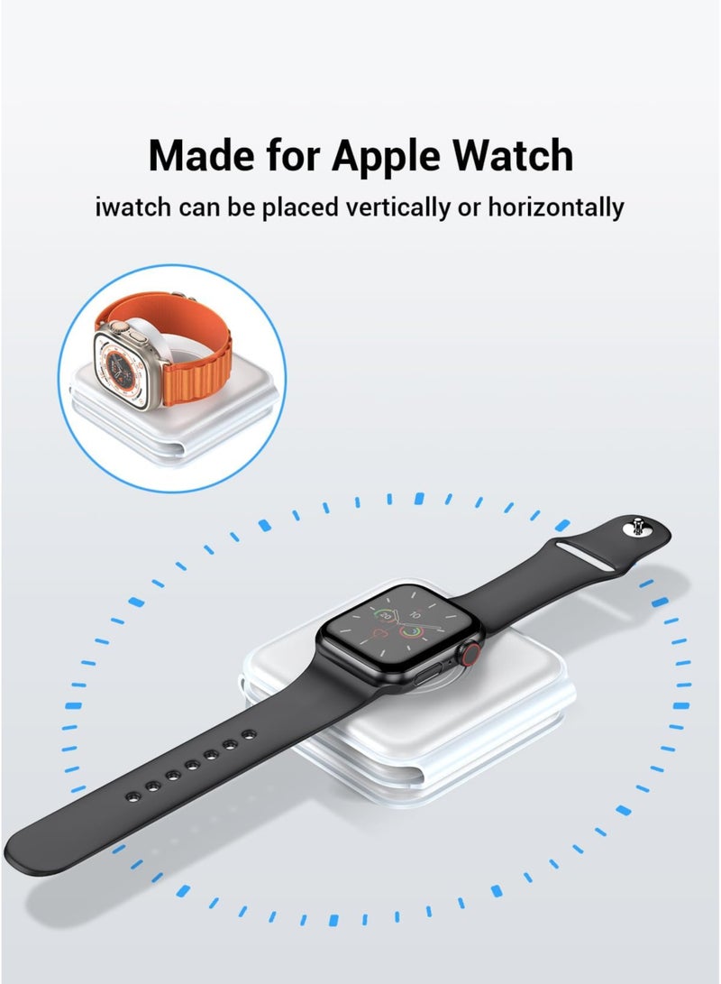 3-in-1 Foldable Wireless Charger – 15W Fast Magnetic Charging Station for iPhone 16/15/14/13/12/11, Apple Watch 8-2 SE, AirPods 3/2/Pro & Samsung Phones | Portable Travel Charging Pad (White) - Image 3