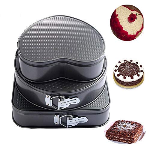 Sajag Non Stick Cake Baking Moulds Set of 3 Black 10 9 8 Steel Cake Square Round and Heart Shape Making Tray 3 Pcs Black - Image 5