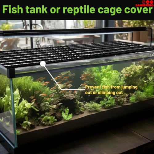 SANSEFERO Premier Plants Acrylic Aquarium Fish Tank Lid Cover Support Clip Clamp for Rimless Aquarium And Glass Top, Plastic Fish Tank Cover, Aquarium Hoods 6 Pieces (Black 3 Pcs Grid Divider & 6 Pieces 10 MM Holder) - Image 2