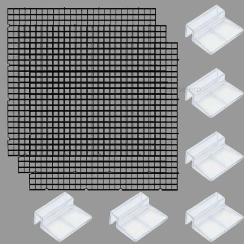 SANSEFERO Premier Plants Acrylic Aquarium Fish Tank Lid Cover Support Clip Clamp for Rimless Aquarium And Glass Top, Plastic Fish Tank Cover, Aquarium Hoods 6 Pieces (Black 3 Pcs Grid Divider & 6 Pieces 10 MM Holder) - Image 1