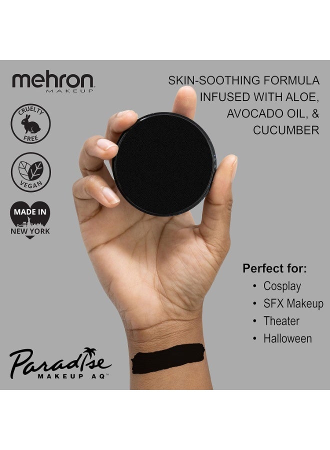 Mehron Makeup Paradise Makeup AQ Pro Size | Stage & Screen Performance, Face & Body Painting, Beauty, Cosplay, and Halloween | Water Activated Face Paint, Body Paint 1.4 oz (40 g) - Black - Image 3