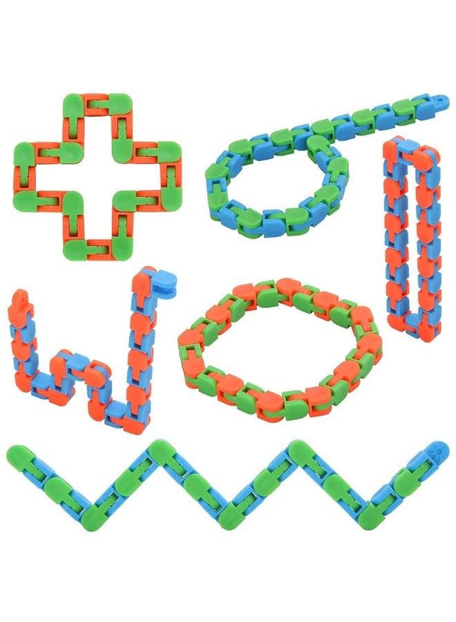 Yeetec 6 Pack 24 Links Wacky Tracks Snap and Click Fidget Toys, Finger Sensory Toys, Snake Puzzles for Stress Relief, Party Bag Fillers, Party Favours, Random Color - Image 4