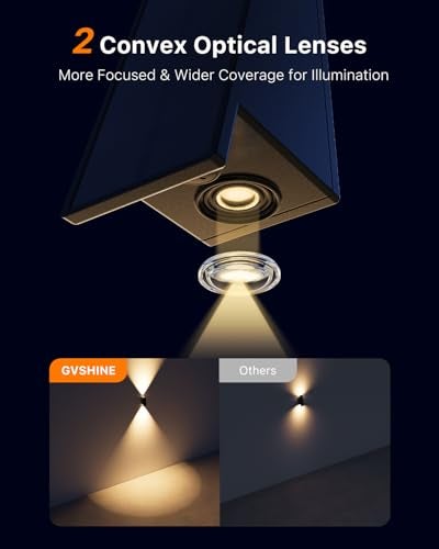 GVSHINE 8 Pack Solar Powered Fence Lights Outdoor Waterproof Wall Mount Up and Down LED Decorative Lamps for Outside Patio House Backyard Porch Deck Garden with Bright Lens Easy to Install Warm White - Image 3