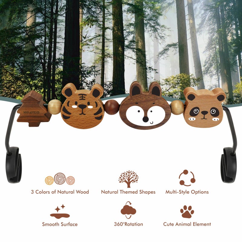 iGRATENS Baby Bjorn Bouncer Toy Bar - Toy Bar for Baby Bouncer Soft & Bliss, Easy to Attach and Remove, 360Â°Rotating Natural Wooden Toys, Exciting Design for Curious Babies, Safari Animals - Image 5