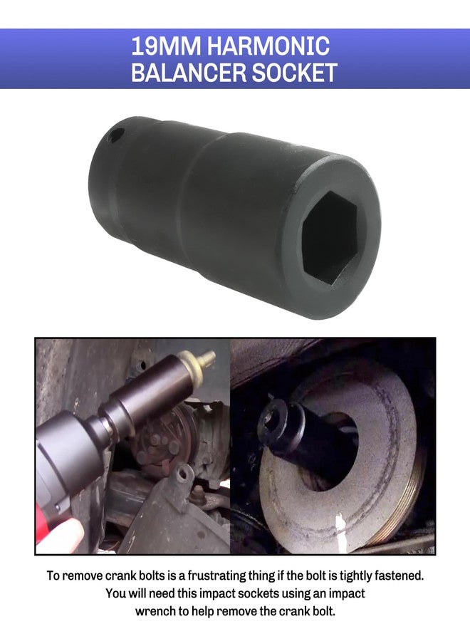 bylikeho Crankshaft Pulley Removal Tool,Automotive Tool,Car Accessories Weighted Sockets,19mm Harmonic Balancer Socket,50mm Crankshaft Pulley Holder, Use to Install or Remove Engine Crank Bolts - Image 4