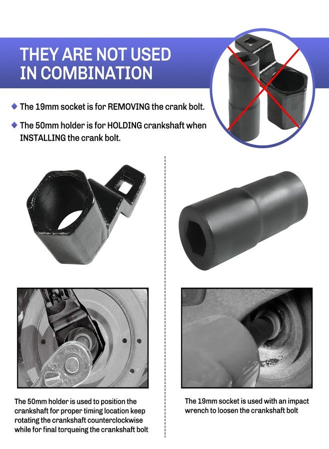bylikeho Crankshaft Pulley Removal Tool,Automotive Tool,Car Accessories Weighted Sockets,19mm Harmonic Balancer Socket,50mm Crankshaft Pulley Holder, Use to Install or Remove Engine Crank Bolts - Image 2