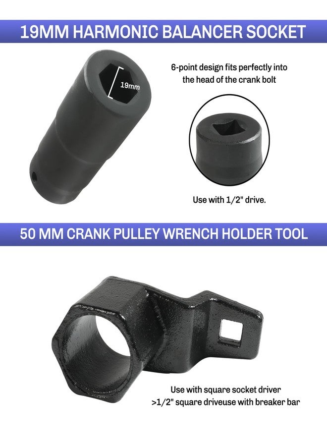 bylikeho Crankshaft Pulley Removal Tool,Automotive Tool,Car Accessories Weighted Sockets,19mm Harmonic Balancer Socket,50mm Crankshaft Pulley Holder, Use to Install or Remove Engine Crank Bolts - Image 5