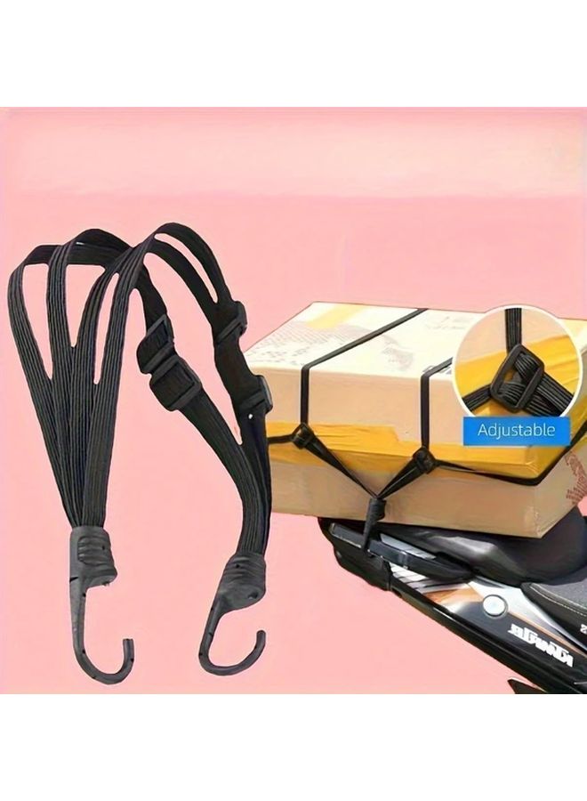 Black Motorcycle Elastic Strap 4 in 1 Hook 1 5x Stretch Helmet Luggage Fixing Rope - Image 2