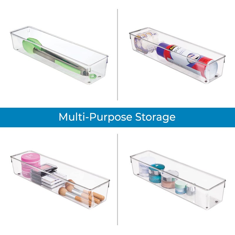 InterDesign iDesign Recycled Plastic Drawer Organizer, Set of 2, The Linus Collection - 4" x 16" x 3", Clear Bins - Image 5