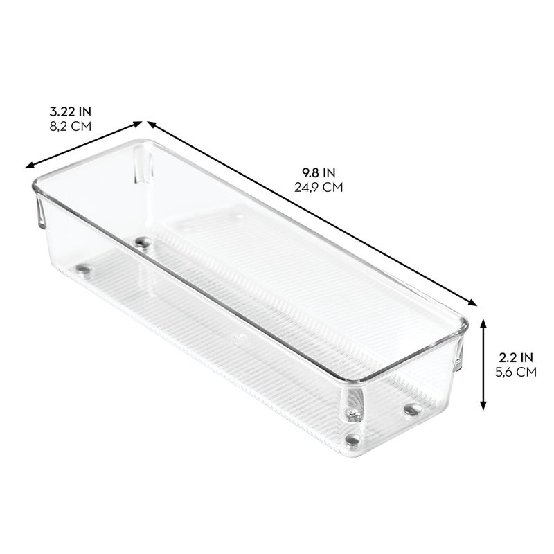 InterDesign iDesign Recycled Plastic Drawer Organizer, Set of 2, The Linus Collection - 4" x 16" x 3", Clear Bins - Image 2