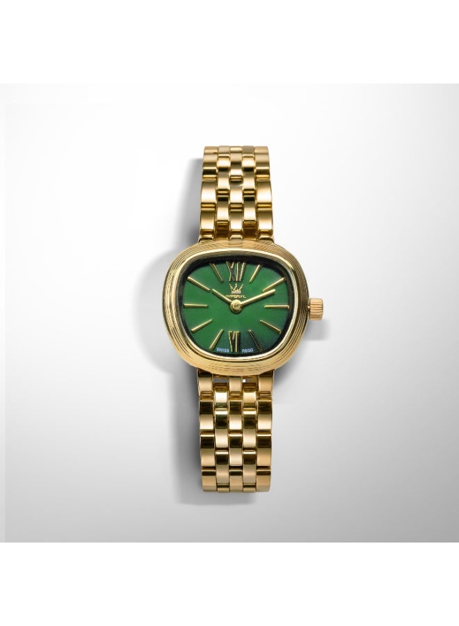 IMPERIAL Women's Watch - IP Gold with Green Dial, 23x20mm Rectangular Case, Y120 Quartz (IMP.GZ8691L8870) - Image 1