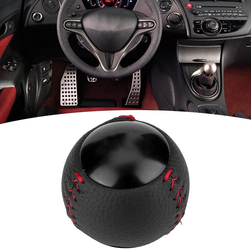 Shift Knob Leather with M10 x 1.5 Thread, Black Aluminum Shifter Lever for CRZ Type R - Lightweight Design, Easy Installation, Enhanced Driving Comfort (6th gear) - Image 2