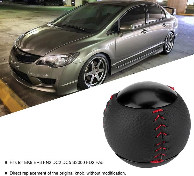 Shift Knob Leather with M10 x 1.5 Thread, Black Aluminum Shifter Lever for CRZ Type R - Lightweight Design, Easy Installation, Enhanced Driving Comfort (6th gear) - Image 4