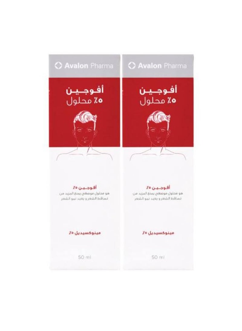 أفالون فارما افوجين مع 5% مينوكسيديل لمنع تساقط الشعر وتعزيز نمو الشعر عبوتين 50x2 مل شفاف 50ملليلتر 