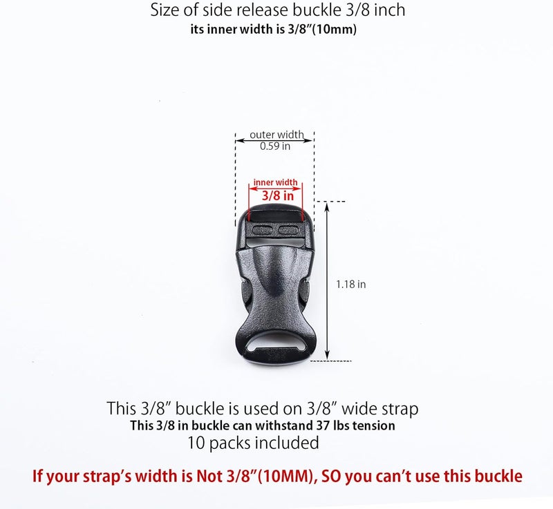 Baitoo Quick Side Release Buckle, Heavy Duty Plastic Snap Buckle Clip Clasp Fasteners for Backpack Strap - Image 3
