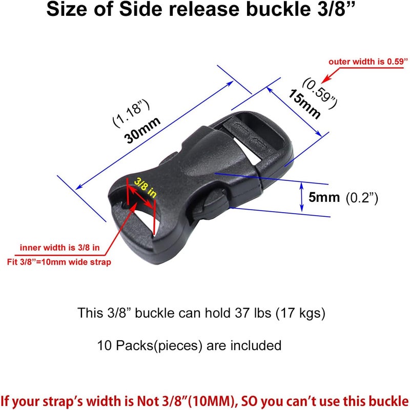 Baitoo Quick Side Release Buckle, Heavy Duty Plastic Snap Buckle Clip Clasp Fasteners for Backpack Strap - Image 2