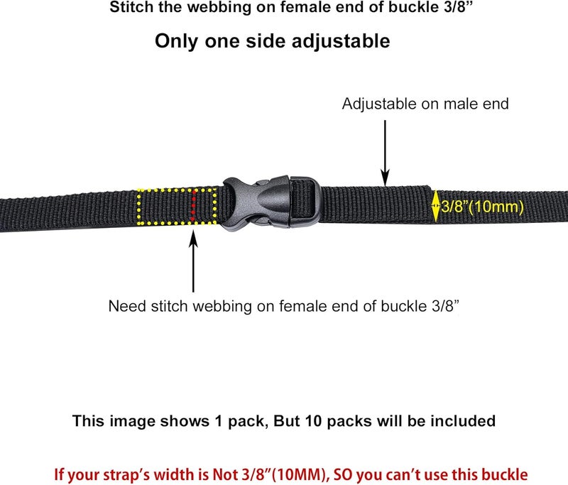 Baitoo Quick Side Release Buckle, Heavy Duty Plastic Snap Buckle Clip Clasp Fasteners for Backpack Strap - Image 4