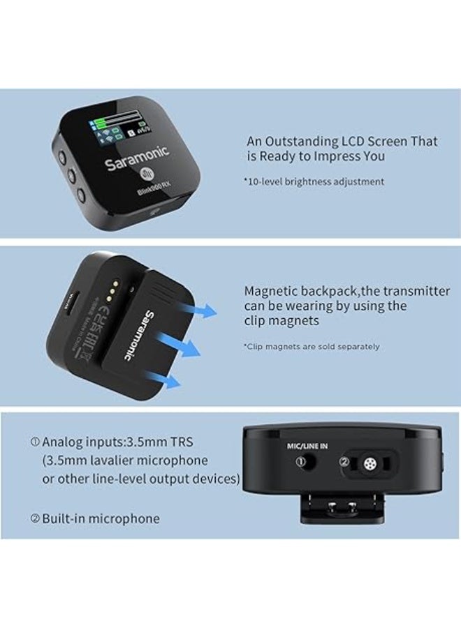 Saramonic Blink900 B2 2.4GHz Dual-Channel Wireless Microphone System Real-time Monitoring for DSLR Cameras, Camcorders, iPhone, Android Smartphones, and Tablets for TikTok YouTube Vlogging Interview - Image 4