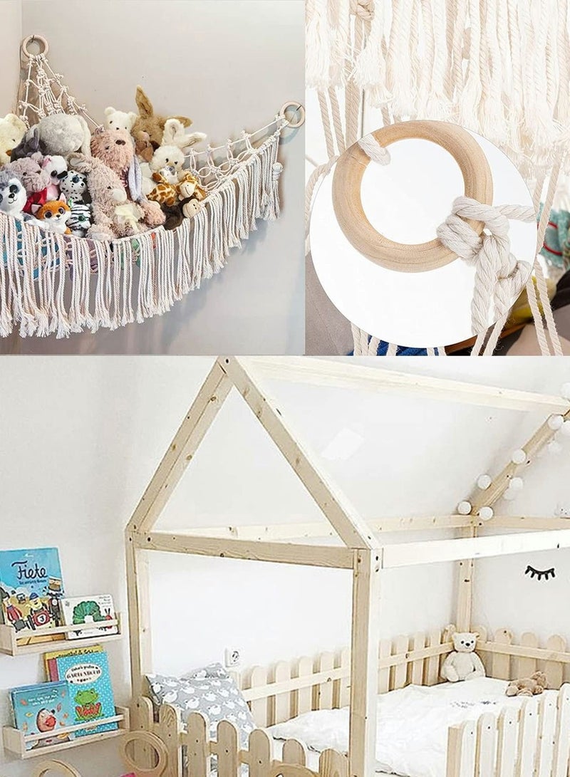Captaintech Stuffed Animal Toy Hammock Macrame with Light Corner Toy Corner Hammock Organizer Display Holder Net for Hanging Stuff Animals - Image 2